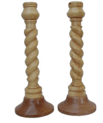 A pair of boxwood candlesticks